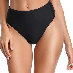 High Waisted Cheeky Black Swim Bottoms Bathing Suit